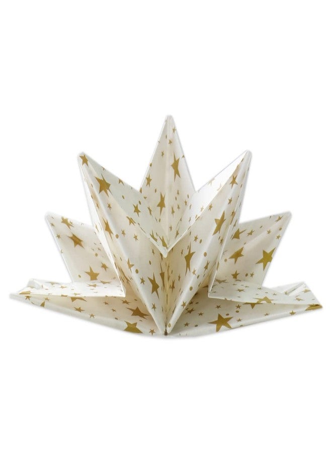 Fanxyware Star Shaped Origami Dinner Napkins with Gold Stars on White (Disposable) - 12 Pack, 23" x 15", 3-Ply Paper - Style Name: Pop Gaze - Image 1